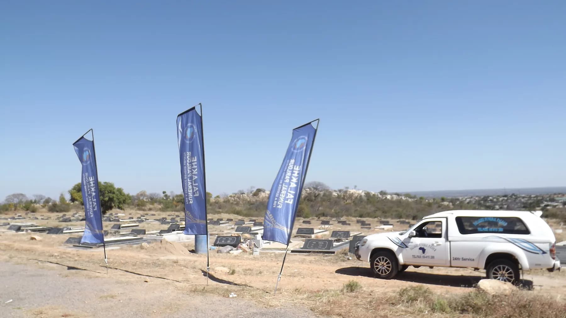 Falakhe banners at the cemetery